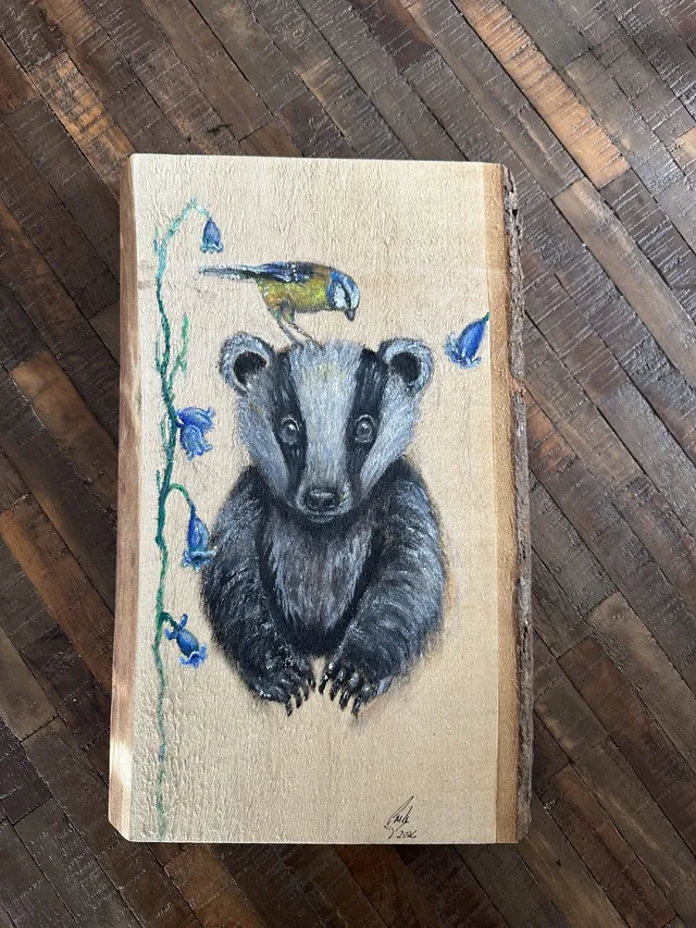 Dachs – Acryl auf Holz
